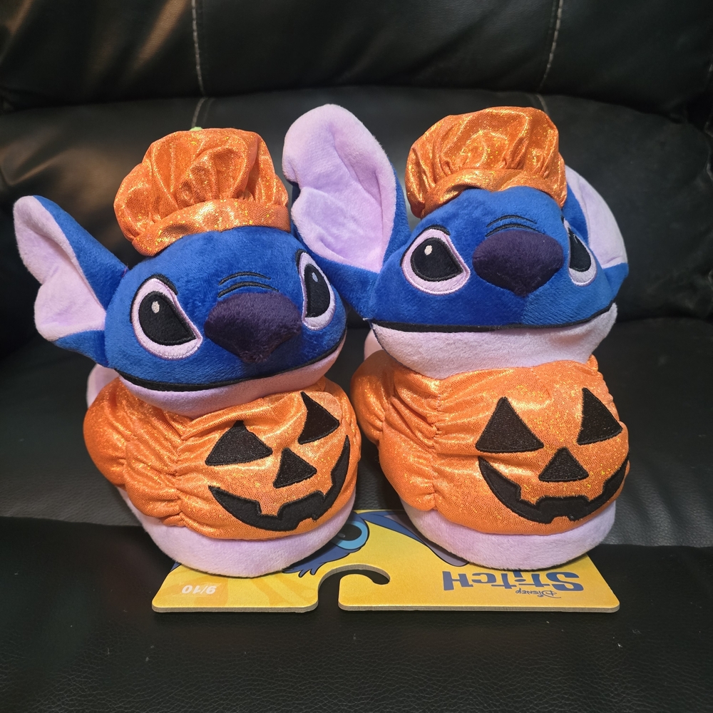 Stitch Halloween Plush with Pumpkin Costume Slippers